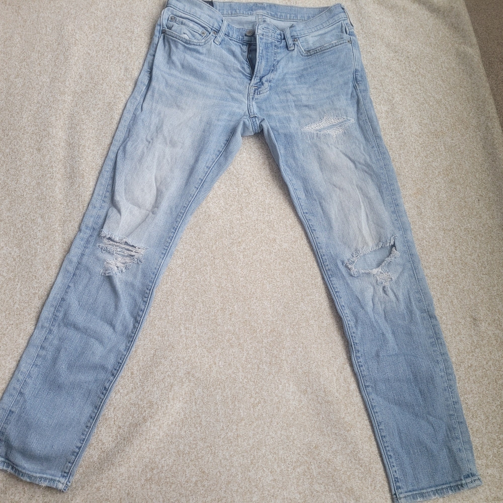 Men's Light Blue Distressed Jeans